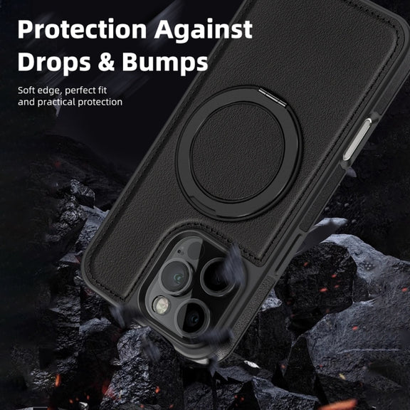 For iPhone 16 Yashi 360 Degree Rotating MagSafe Holder Phone Case(Black)