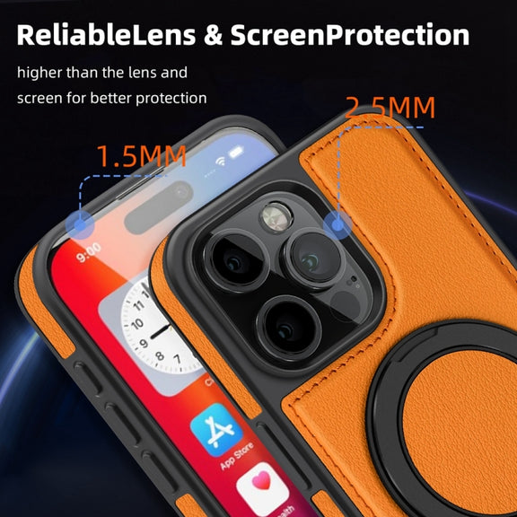 For iPhone 16 Yashi 360 Degree Rotating MagSafe Holder Phone Case(Orange)