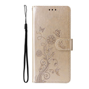 For Samsung Galaxy S25 5G Embossed Butterfly Flowers Leather Phone Case(Gold)