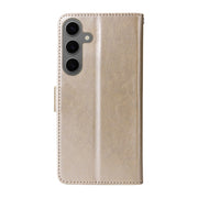 For Samsung Galaxy S25 5G Embossed Butterfly Flowers Leather Phone Case(Gold)
