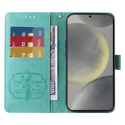 For Samsung Galaxy S25 5G Embossed Butterfly Flowers Leather Phone Case(Green)
