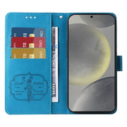 For Samsung Galaxy S25 5G Embossed Butterfly Flowers Leather Phone Case(Blue)