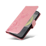 For Samsung Galaxy S25 5G Embossed Butterfly Flowers Leather Phone Case(Rose Gold)