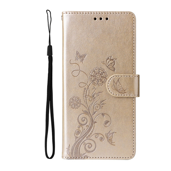 For Samsung Galaxy S25+ 5G Embossed Butterfly Flowers Leather Phone Case(Gold)