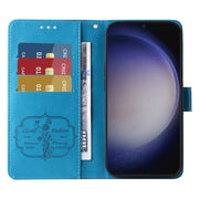 For Samsung Galaxy S25+ 5G Embossed Butterfly Flowers Leather Phone Case(Blue)