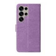 For Samsung Galaxy S25 Ultra 5G Embossed Butterfly Flowers Leather Phone Case(Purple)