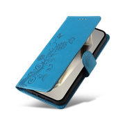 For Samsung Galaxy S25 Ultra 5G Embossed Butterfly Flowers Leather Phone Case(Blue)
