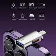 8 Pin to USB, USB-C / Type-C OTG Adapter(Black)