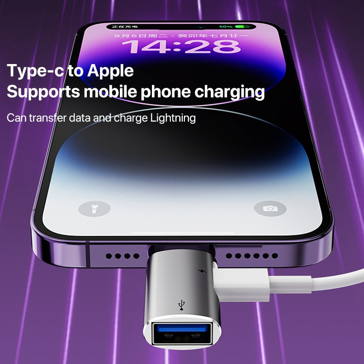 8 Pin to USB, USB-C / Type-C OTG Adapter(Black)