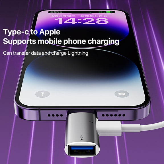 8 Pin to USB, USB-C / Type-C OTG Adapter(Black)