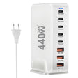440W GaN USB Power Adapter Travel Charger with 3 x USB, 5 x PD Port, Plug:EU Plug(White) - Multifunction Charger by PMC TechLife | Online Shopping South Africa | PMC TechLife | Buy Now Pay Later Mobicred