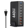 440W GaN USB Power Adapter Travel Charger with 3 x USB, 5 x PD Port, Plug:US Plug(Black) - Multifunction Charger by PMC TechLife | Online Shopping South Africa | PMC TechLife | Buy Now Pay Later Mobicred