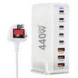 440W GaN USB Power Adapter Travel Charger with 3 x USB, 5 x PD Port, Plug:UK Plug(White) - Multifunction Charger by PMC TechLife | Online Shopping South Africa | PMC TechLife | Buy Now Pay Later Mobicred