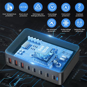 440W GaN USB Power Adapter Travel Charger with 3 x USB, 5 x PD Port, Plug:EU Plug(Black)