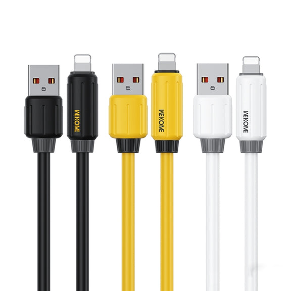 WK WDC-27i Elastic Genuine Silicone 1m 12W USB to 8 Pin Fast Charging Data Cable(White)