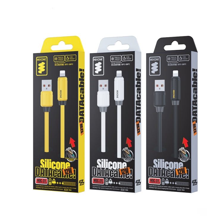 WK WDC-27i Elastic Genuine Silicone 1m 12W USB to 8 Pin Fast Charging Data Cable(Black)