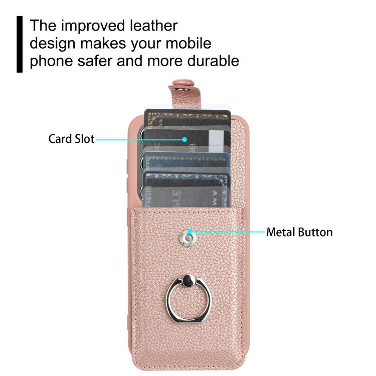 For Samsung Galaxy S25 5G Litchi Texture Drawing Card Bag Ring Holder Phone Case(Blue)