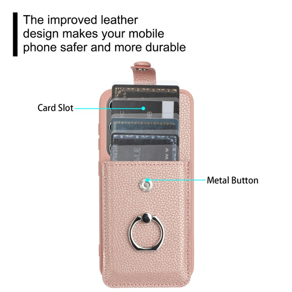 For Samsung Galaxy S25 5G Litchi Texture Drawing Card Bag Ring Holder Phone Case(Blue)