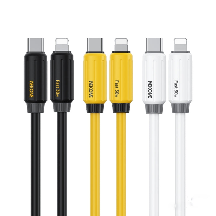 WK WDC-29 Elastic Genuine Silicone 1m PD30W Type-C to 8 Pin Fast Charging Data Cable(Yellow)