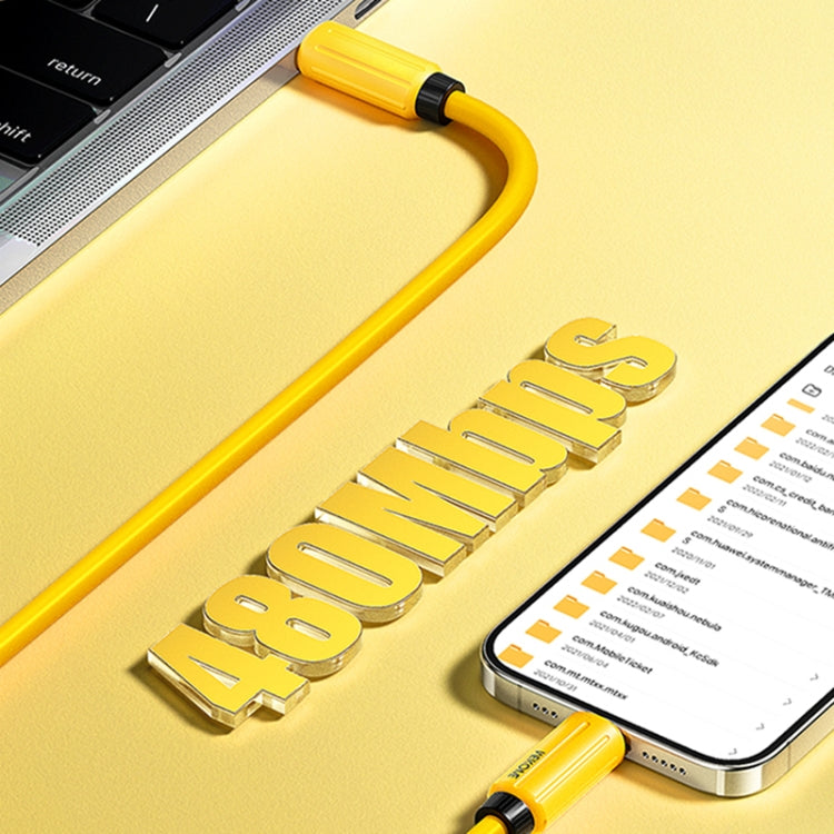 WK WDC-29 Elastic Genuine Silicone 1m PD30W Type-C to 8 Pin Fast Charging Data Cable(Yellow)
