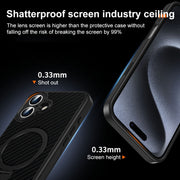 For iPhone 16 Pro Carbon Fiber MagSafe 360 Degree Rotating Holder Phone Case(Black)
