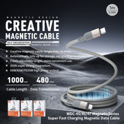 WK WDC-47 Magneto Series 1m PD35W Type-C to 8 Pin Fast Charging Magnetic Data Cable(Grey)