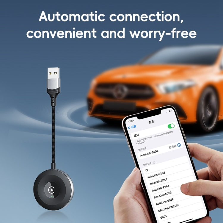 USB, USB-C / Type-C Wired to Wireless Car CarPlay Box Adapter for iPhone(White)