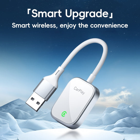 USB, USB-C / Type-C Dual Interface Wired to Wireless Car CarPlay Box Adapter for iPhone(White)