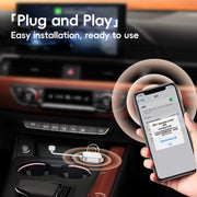 USB, USB-C / Type-C Dual Interface Wired to Wireless Car CarPlay Box Adapter for iPhone(White)
