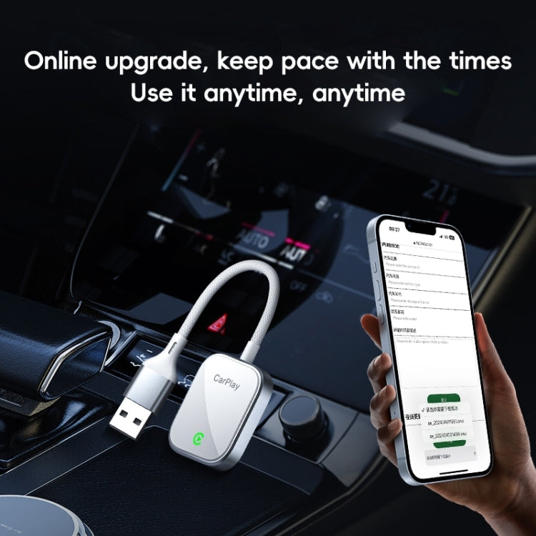 USB, USB-C / Type-C Dual Interface Wired to Wireless Car CarPlay Box Adapter for iPhone(White)