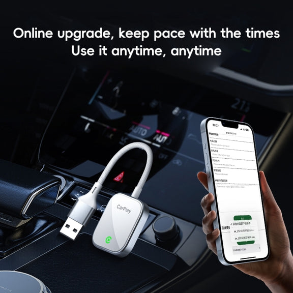 USB, USB-C / Type-C Dual Interface Wired to Wireless Car CarPlay Box Adapter for iPhone(White)