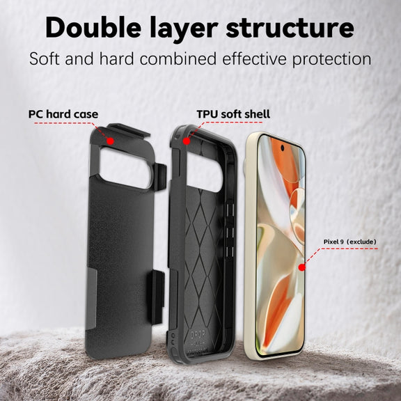 For Google Pixel 9 RedPepper Armor PC Hybrid TPU Phone Case(Black)