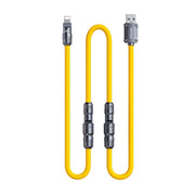 WK WDC-20 Mecha Series Silicone 1.4m 65W 4-in-1 Fast Charging Data Cable(Yellow)