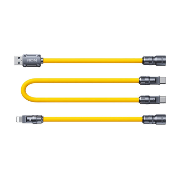 WK WDC-20 Mecha Series Silicone 1.4m 65W 4-in-1 Fast Charging Data Cable(Yellow)