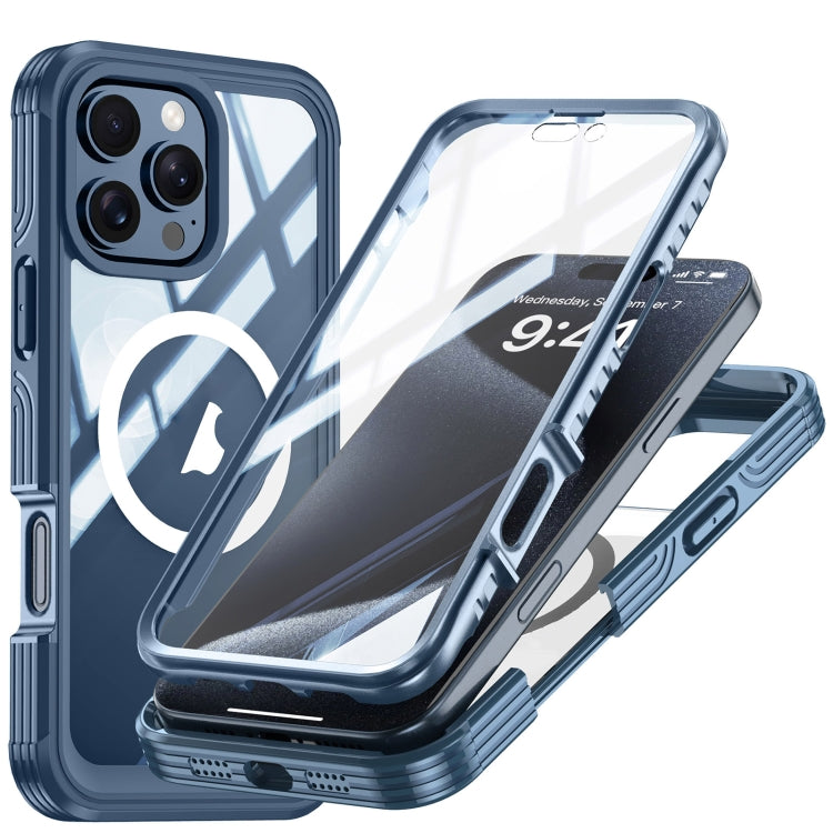 For iPhone 16 Pro Max RedPepper Tempered Glass MagSafe Phone Case(Dark Blue)
