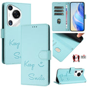 For Huawei Pura 70 Pro Smile Embossing RFID Leather Phone Case(Mint Green)