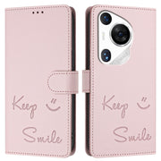 For Huawei Pura 70 Pro Smile Embossing RFID Leather Phone Case(Pink)