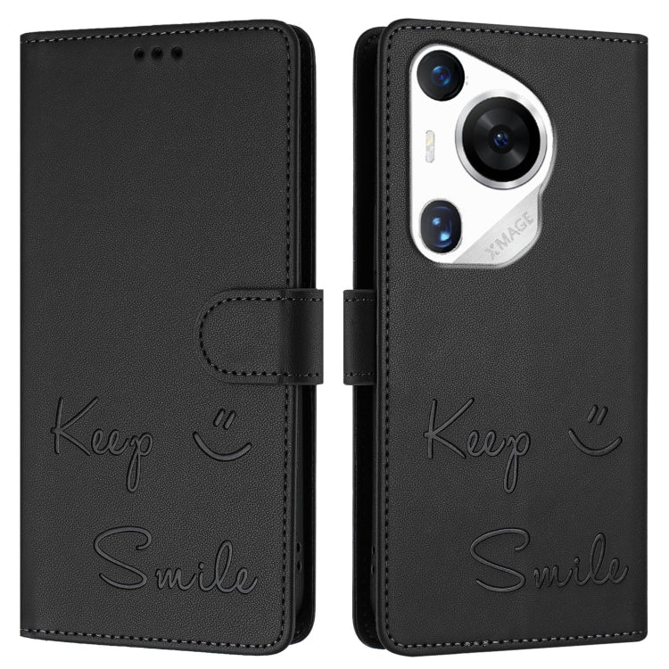 For Huawei Pura 70 Pro Smile Embossing RFID Leather Phone Case(Black)