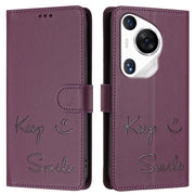 For Huawei Pura 70 Pro Smile Embossing RFID Leather Phone Case(Violet)