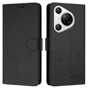 For Huawei Pura 70 Smile Embossing RFID Leather Phone Case(Black)