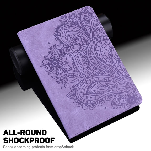 For Honor Pad 8 Peacock Embossed Pattern Leather Tablet Case(Purple)