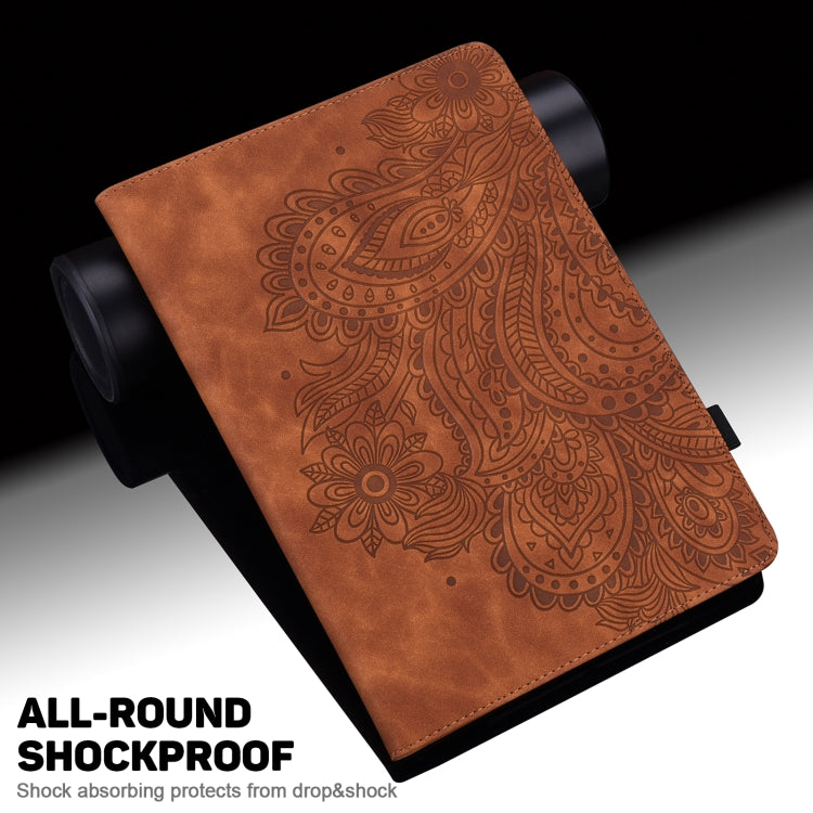 For Honor Pad 8 Peacock Embossed Pattern Leather Tablet Case(Brown)