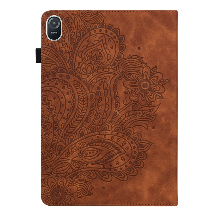 For Honor Pad 8 Peacock Embossed Pattern Leather Tablet Case(Brown)
