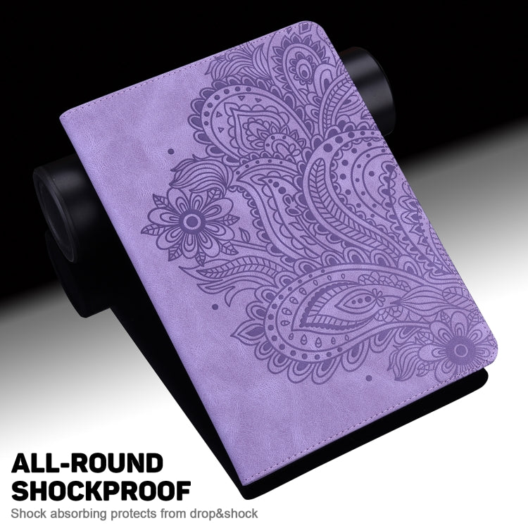 For Honor Pad X9 Peacock Embossed Pattern Leather Tablet Case(Purple)