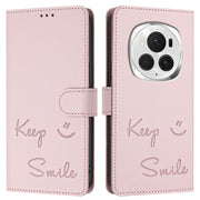 For Honor Magic6 Pro 5G Global Smile Embossing RFID Leather Phone Case(Pink)