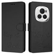 For Honor Magic6 Pro 5G Global Smile Embossing RFID Leather Phone Case(Black)
