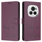 For Honor Magic6 Pro 5G Global Smile Embossing RFID Leather Phone Case(Violet)