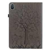 For Honor Pad 8 Tree & Deer Embossed Leather Tablet Case(Grey)