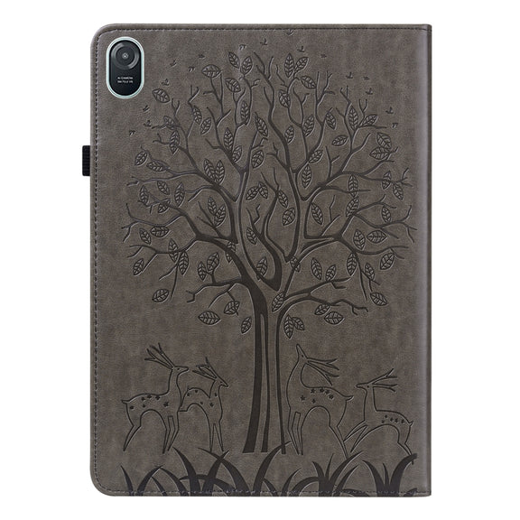 For Honor Pad 8 Tree & Deer Embossed Leather Tablet Case(Grey)