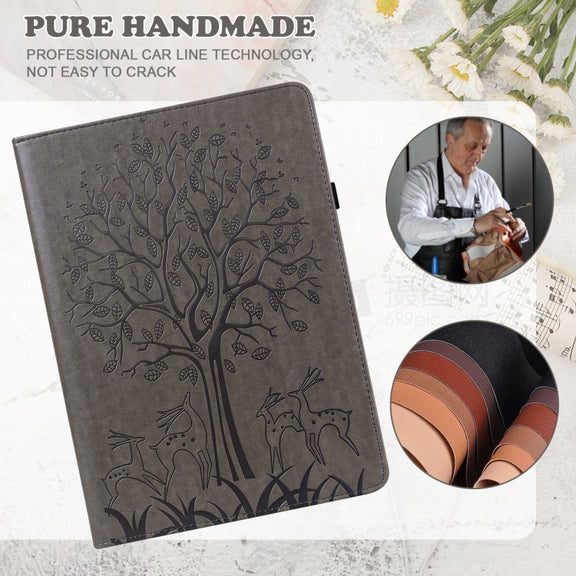 For Honor Pad 8 Tree & Deer Embossed Leather Tablet Case(Grey)